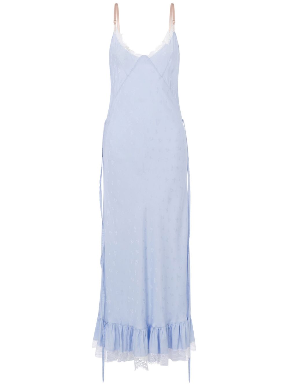 Lace-trim maxi dress - Blue