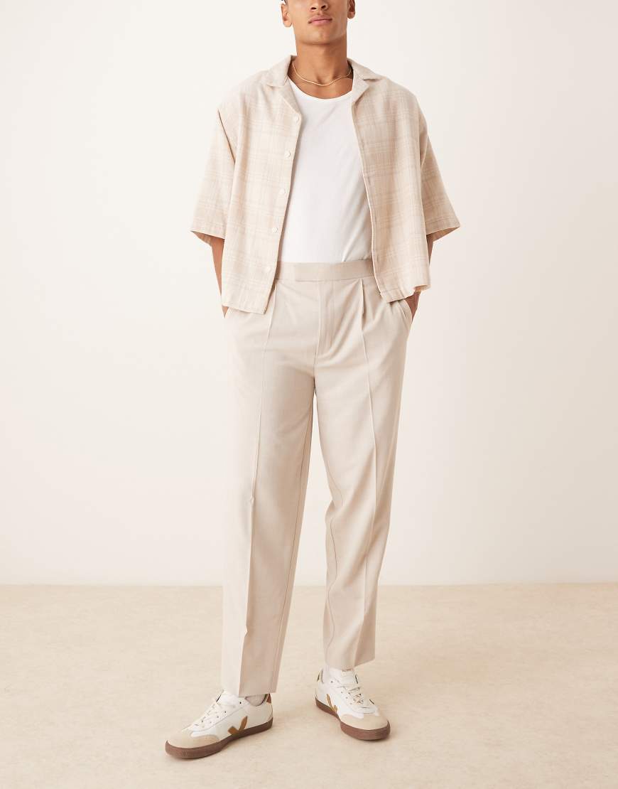 Smart wide leg pants in stone-Neutral