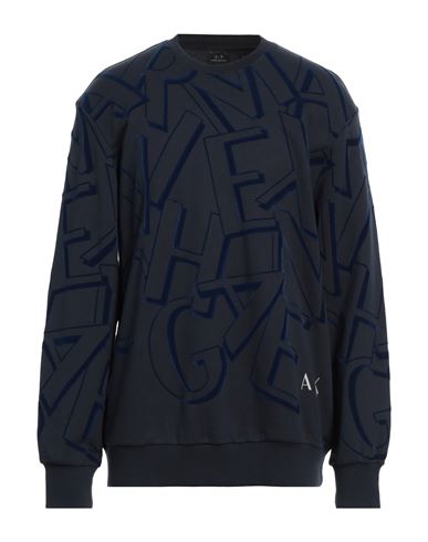 Man Sweatshirt Midnight blue Size M Cotton, Elastane