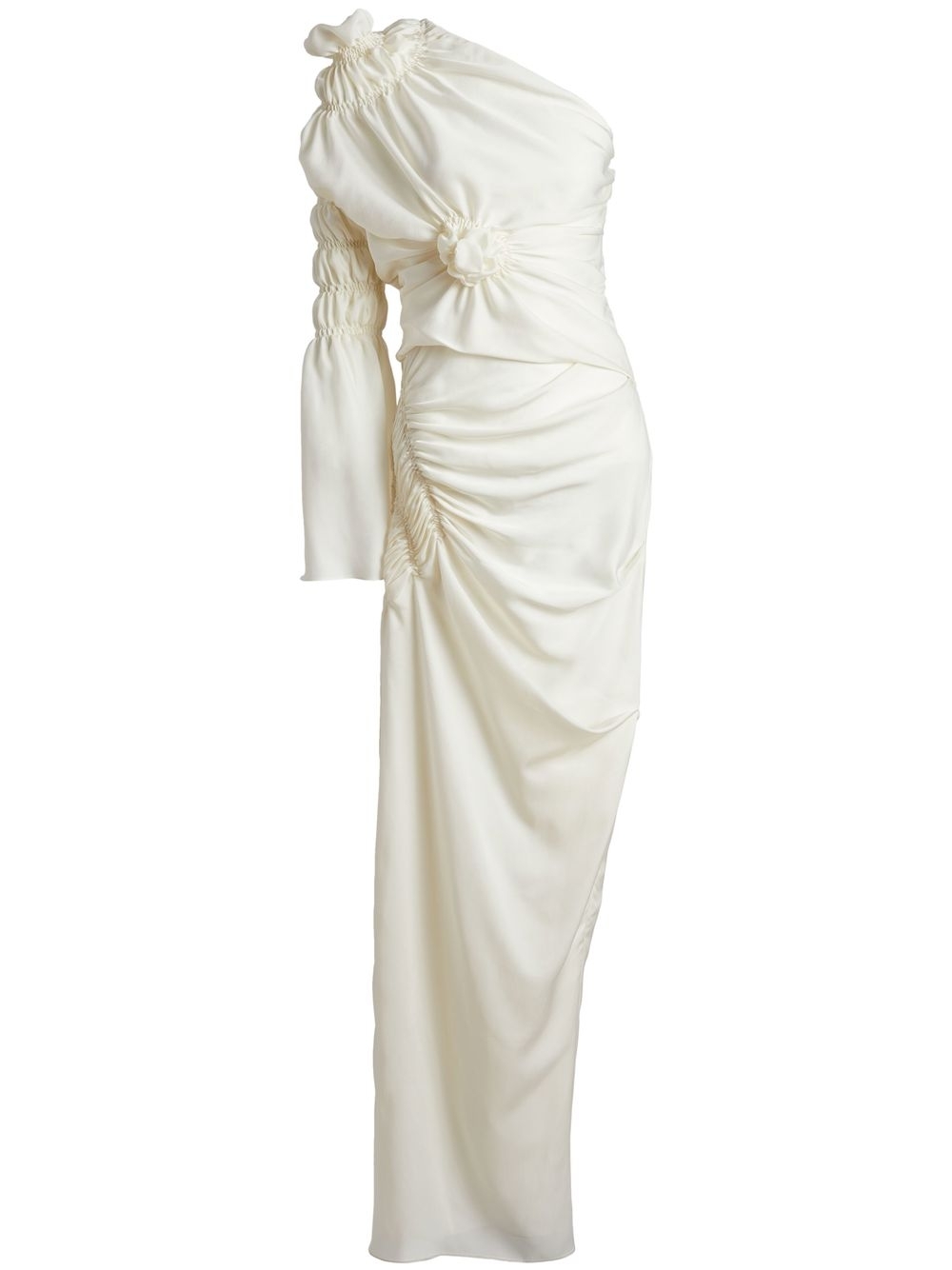 Apollo one-shoulder draped long dress - Neutrals