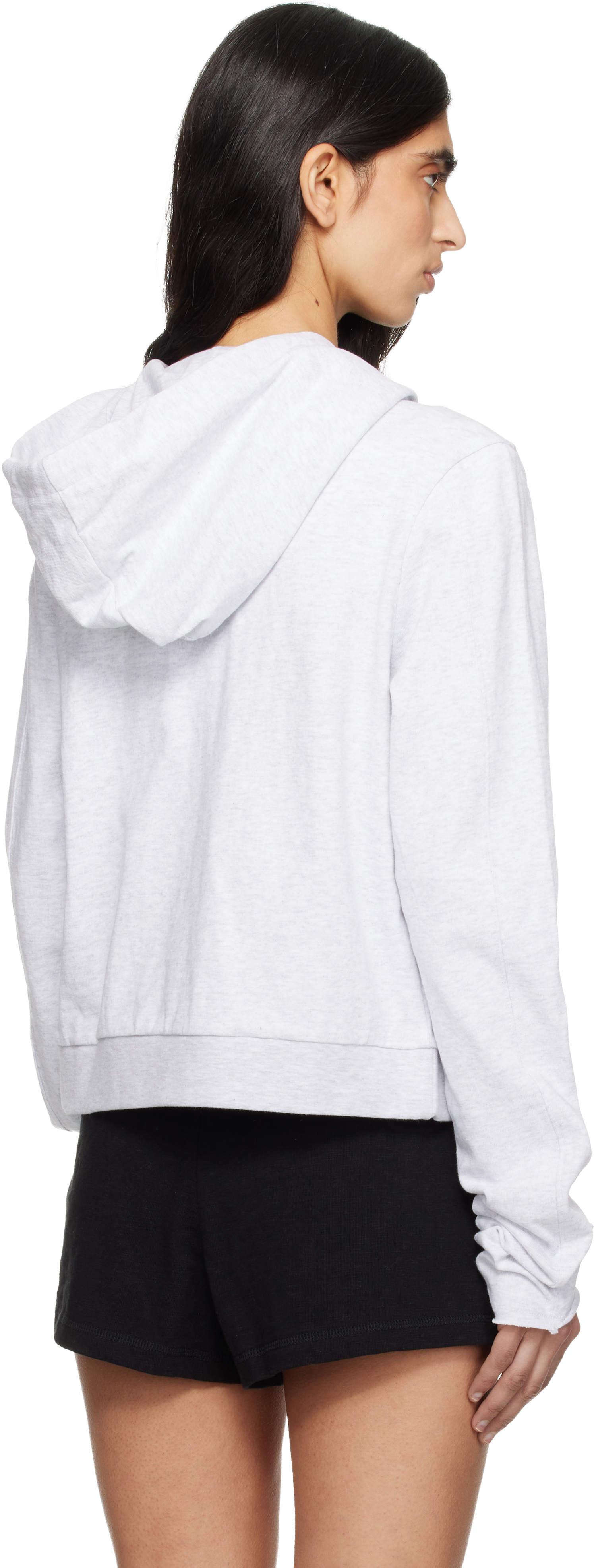Gray Lightweight Cropped Zip Up Hoodie