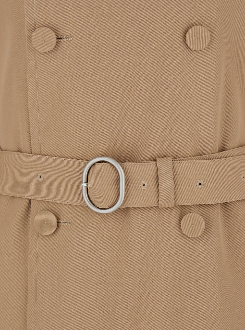 Trench In Gabardina Di Lana Lungo