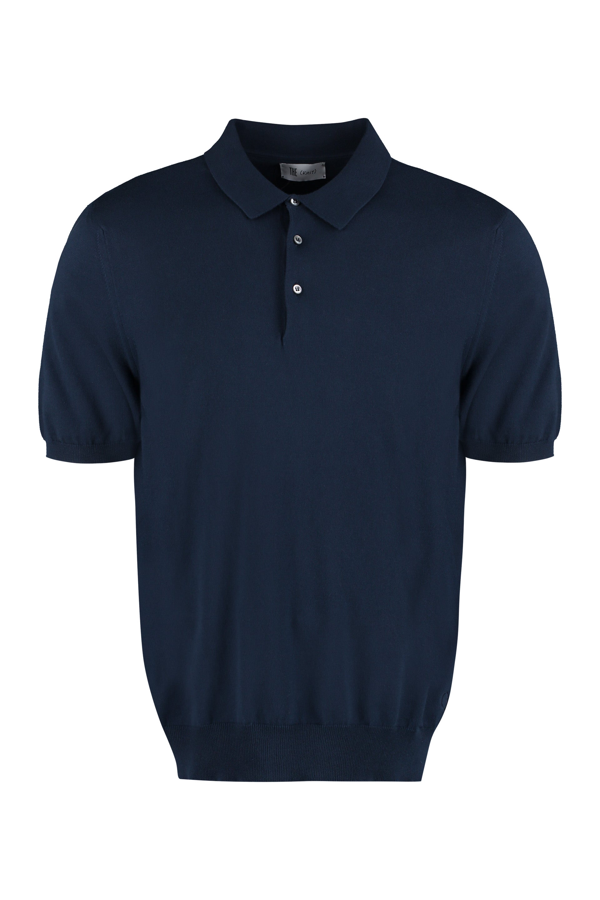 Cotton Knit Polo Shirt — Navy