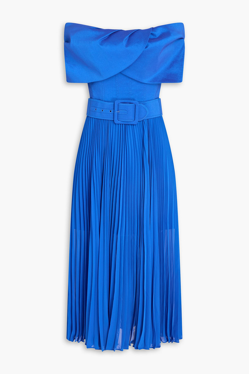 Emelie off-the-shoulder belted georgette midi dress