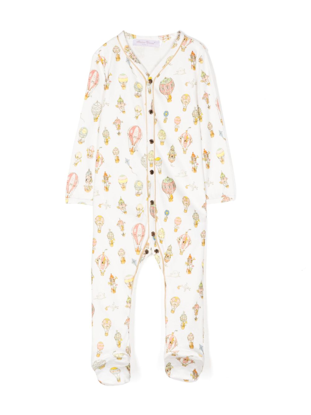 Illustration-style print cotton pajamas - White