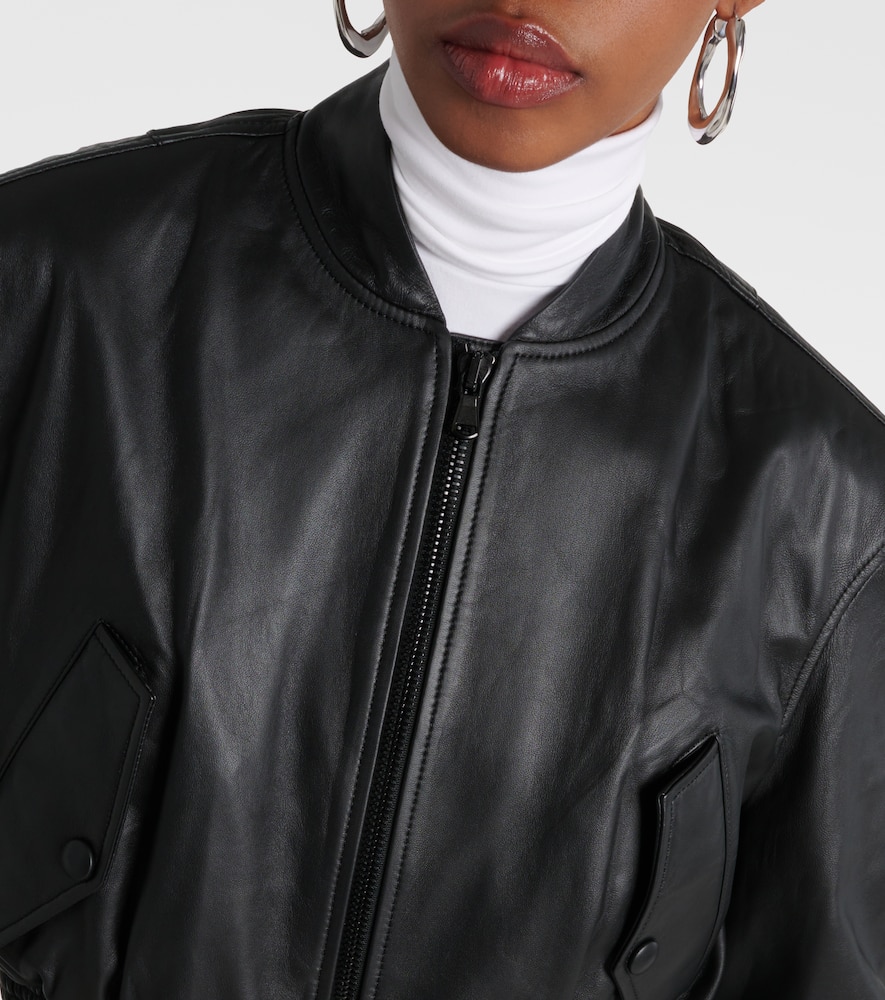 Wardrobe. NYC Cropped leather bomber jacket