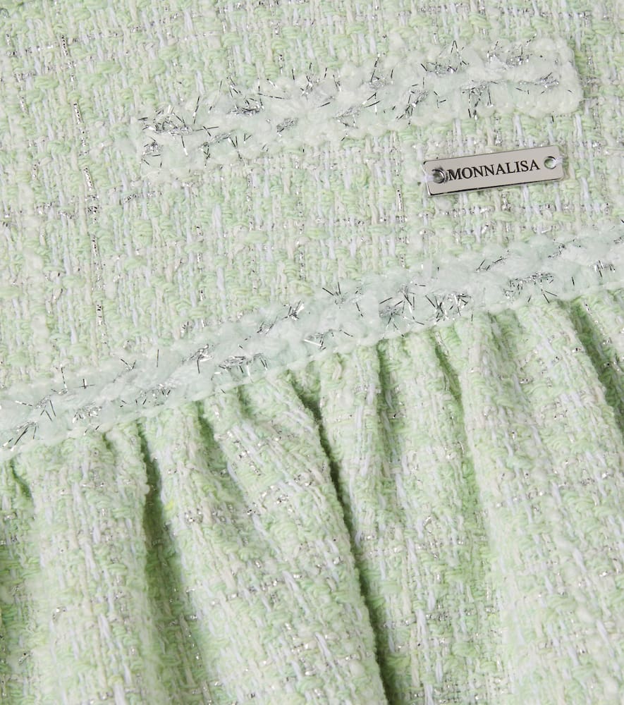 Cotton-blend lamé tweed skirt