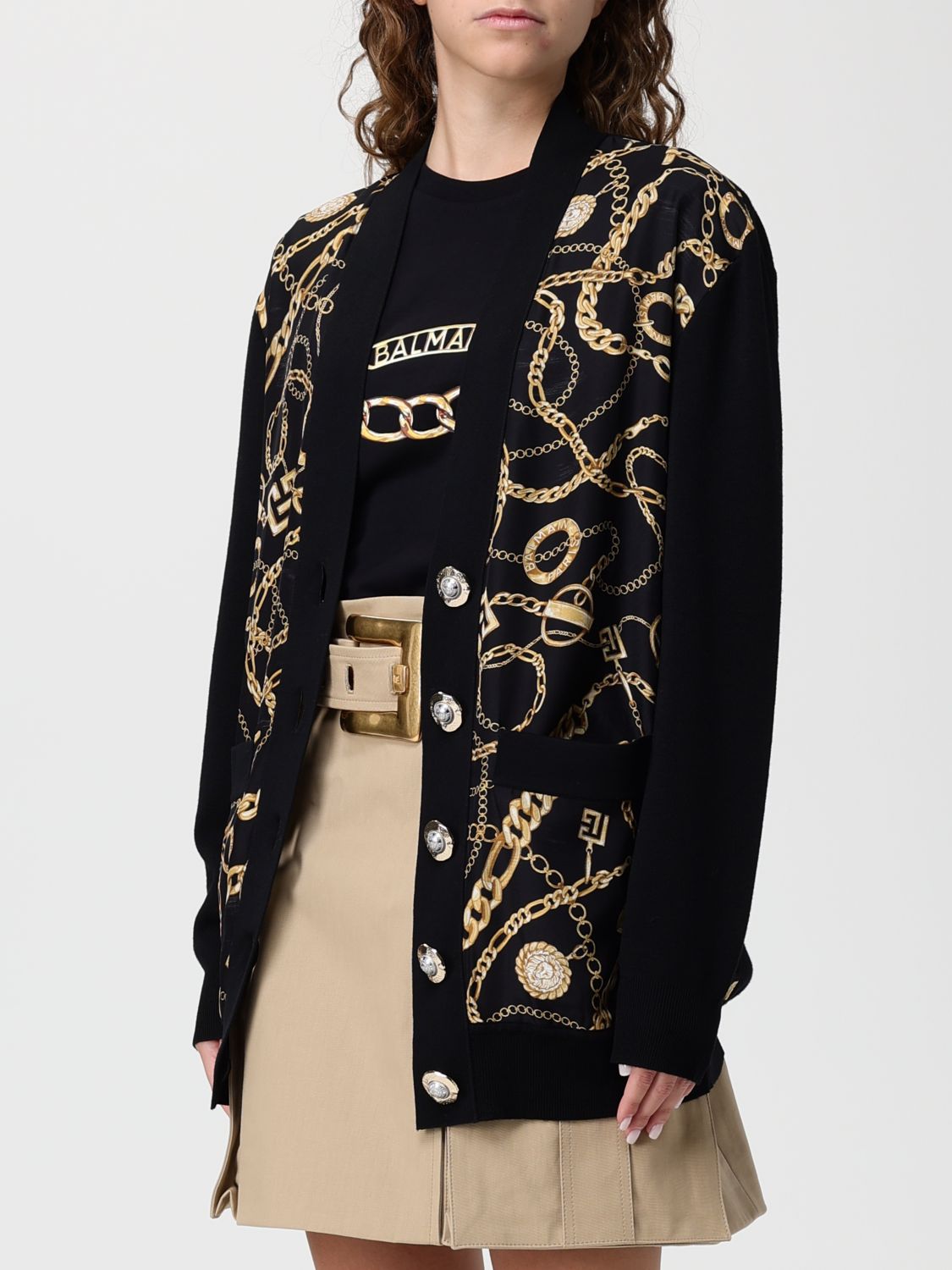 Chain-print cardigan - Black
