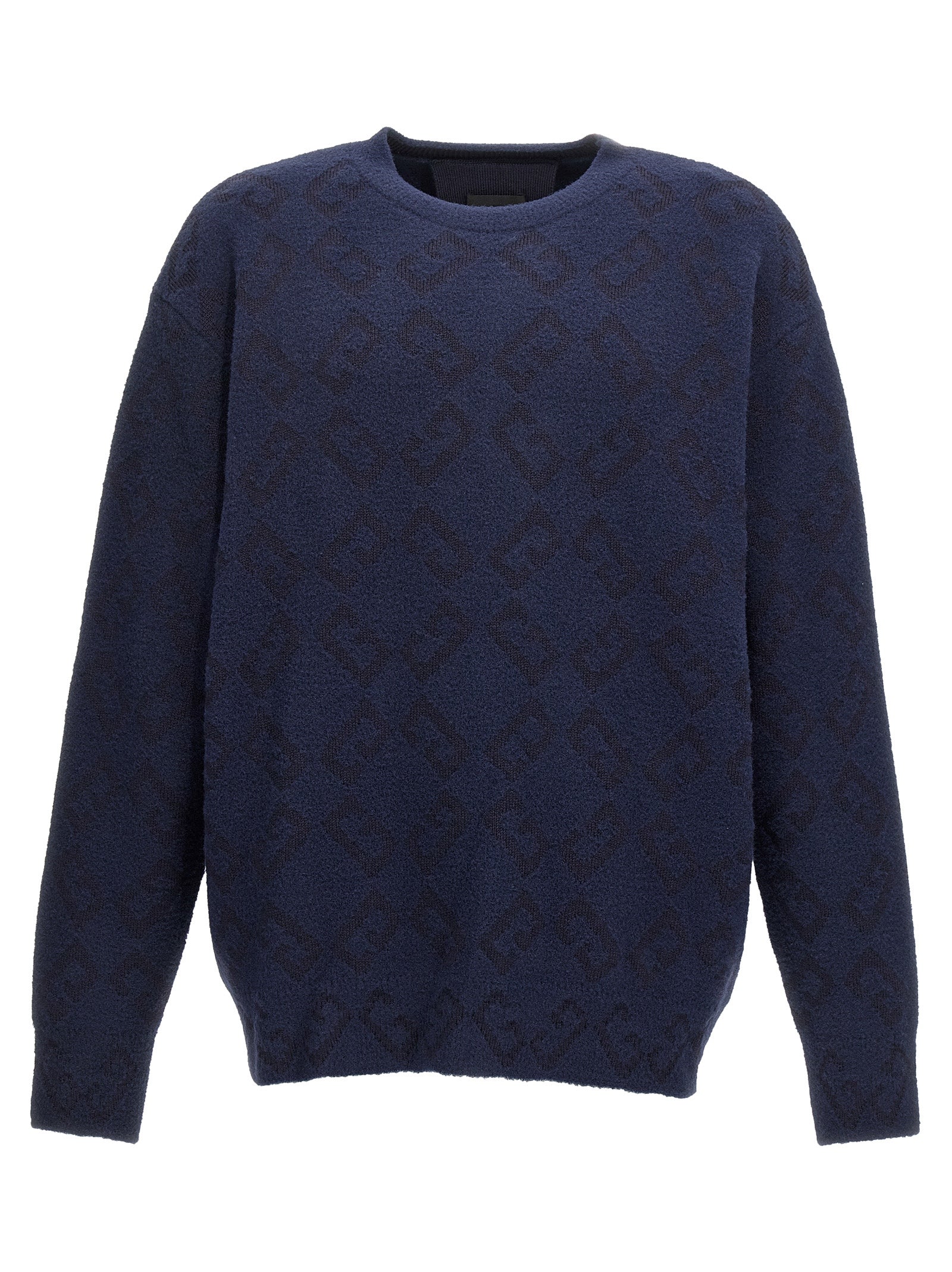 Wool Blend Crew Neck Sweater — Blue