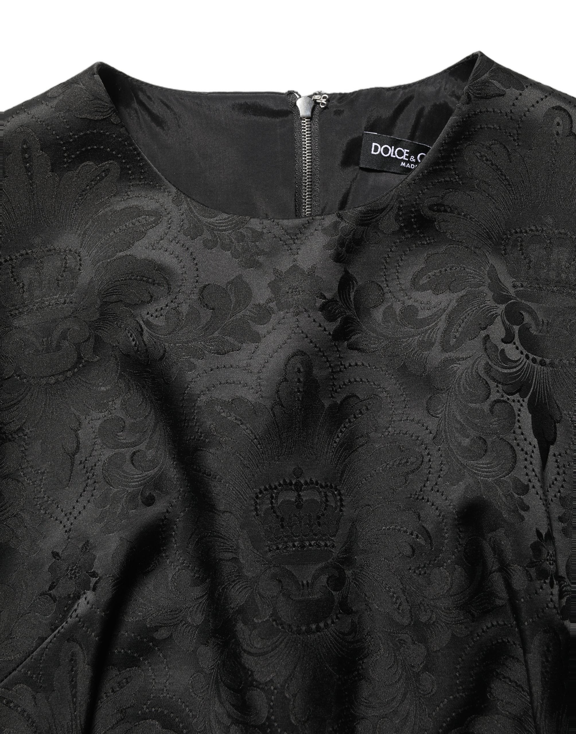 Floral Jacquard Dress — Black