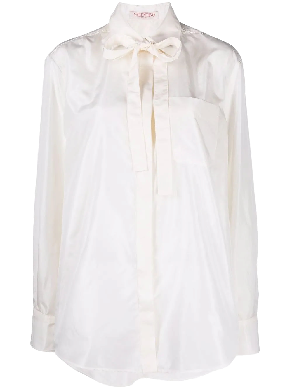 Silk Bow-Tie Shirt — White