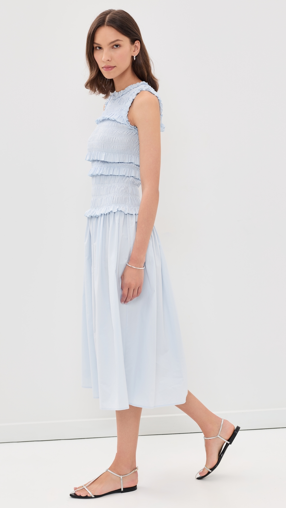 Cotton Smocked Dress Blue