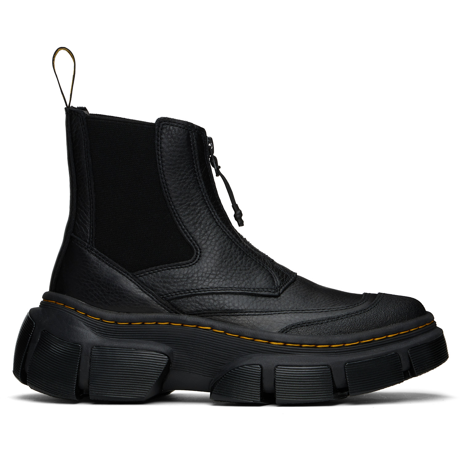 Black DMXL Zip Leather Chelsea Boots