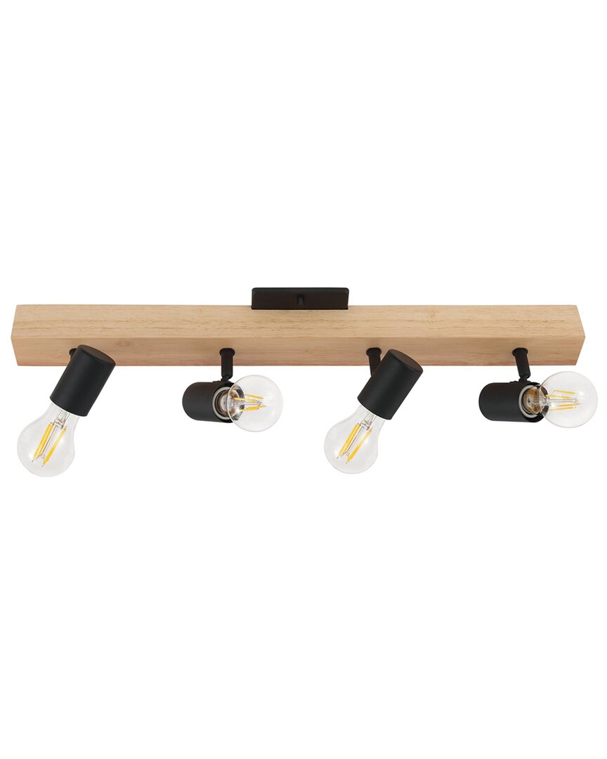 EGLO Kingswood 4 Light Open Bulb Track Light with Natural Wood & Black Finish