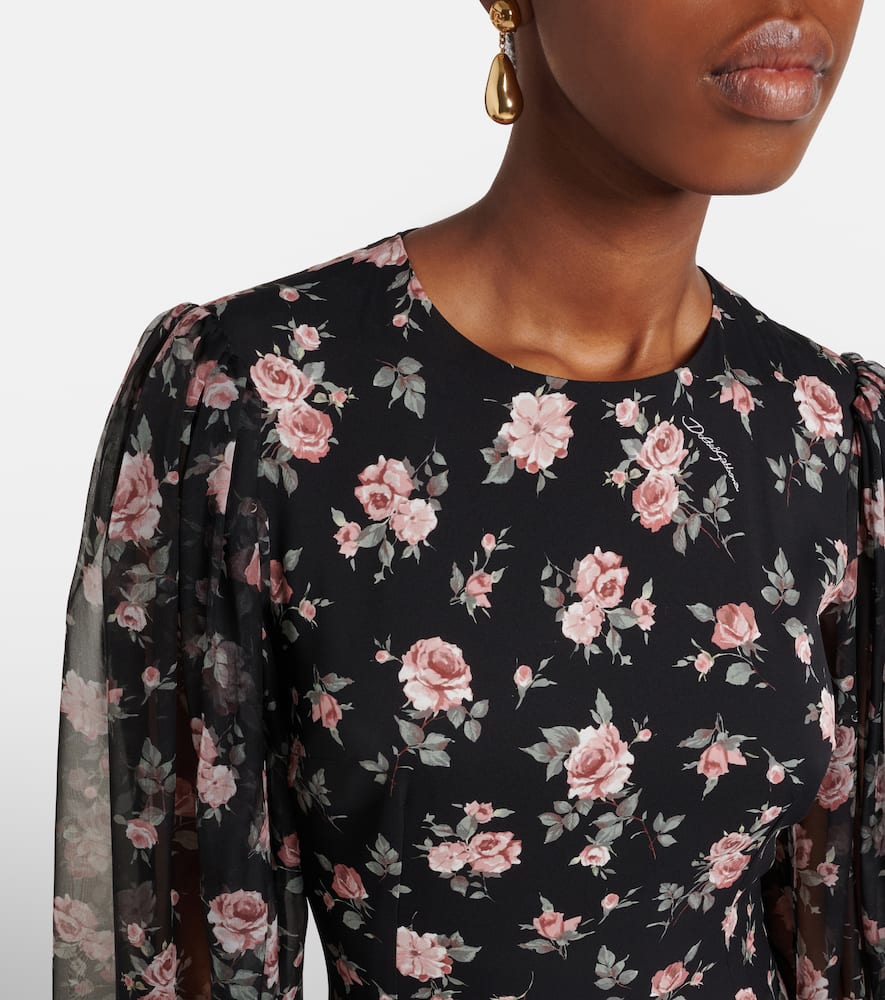 Floral silk-blend midi dress