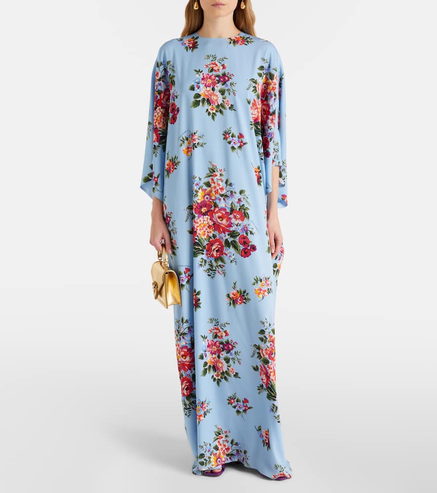 Floral silk-blend kaftan