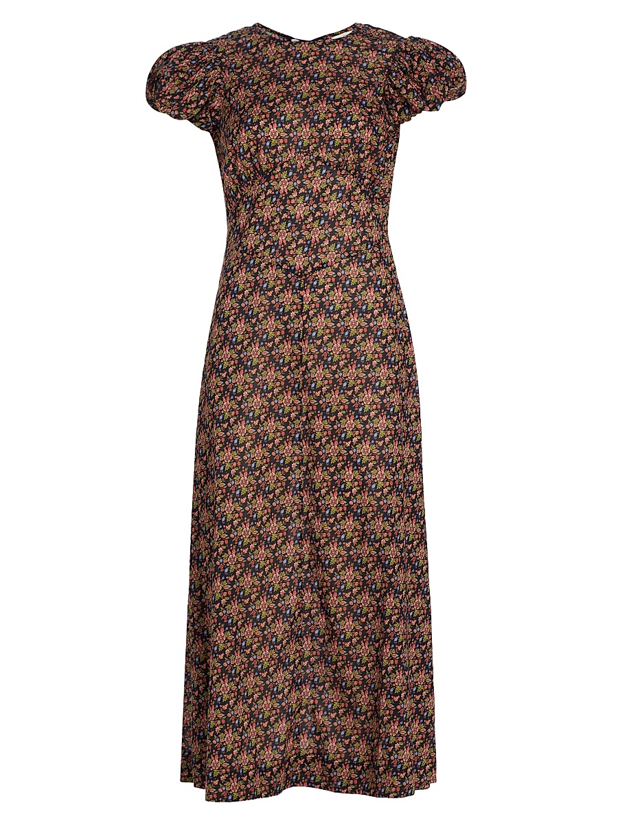 Women's Rhodia A-Line Midi-Dress - Black Forest Floral