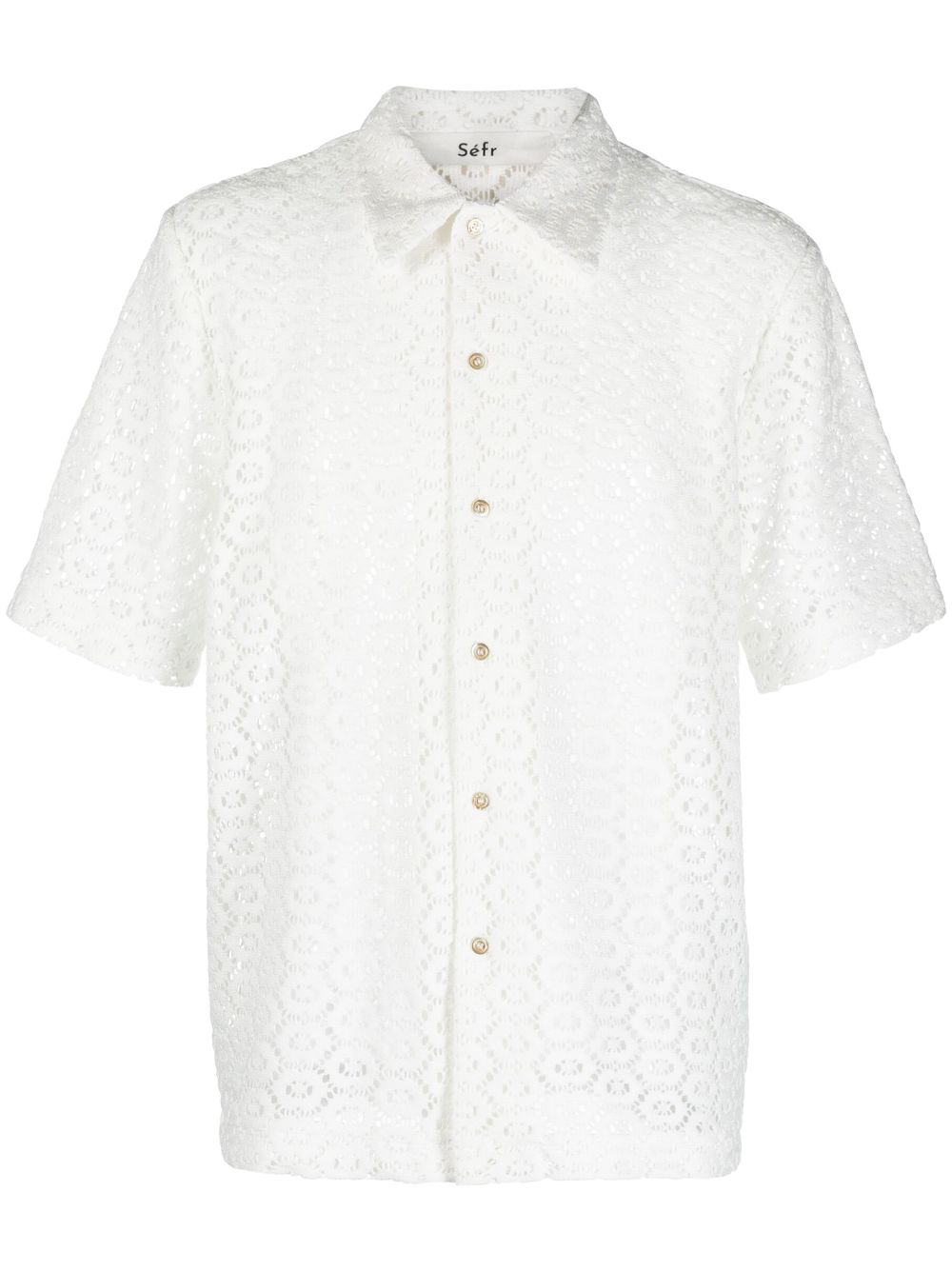 Pointelle-knit shirt - White