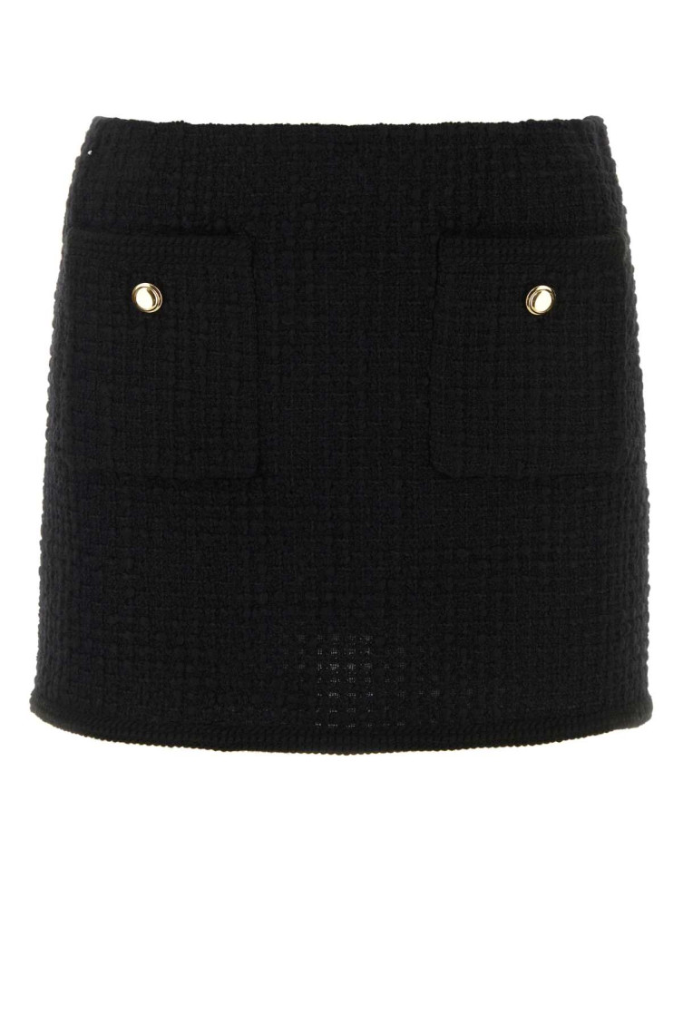 Black Boucle Mini Skirt