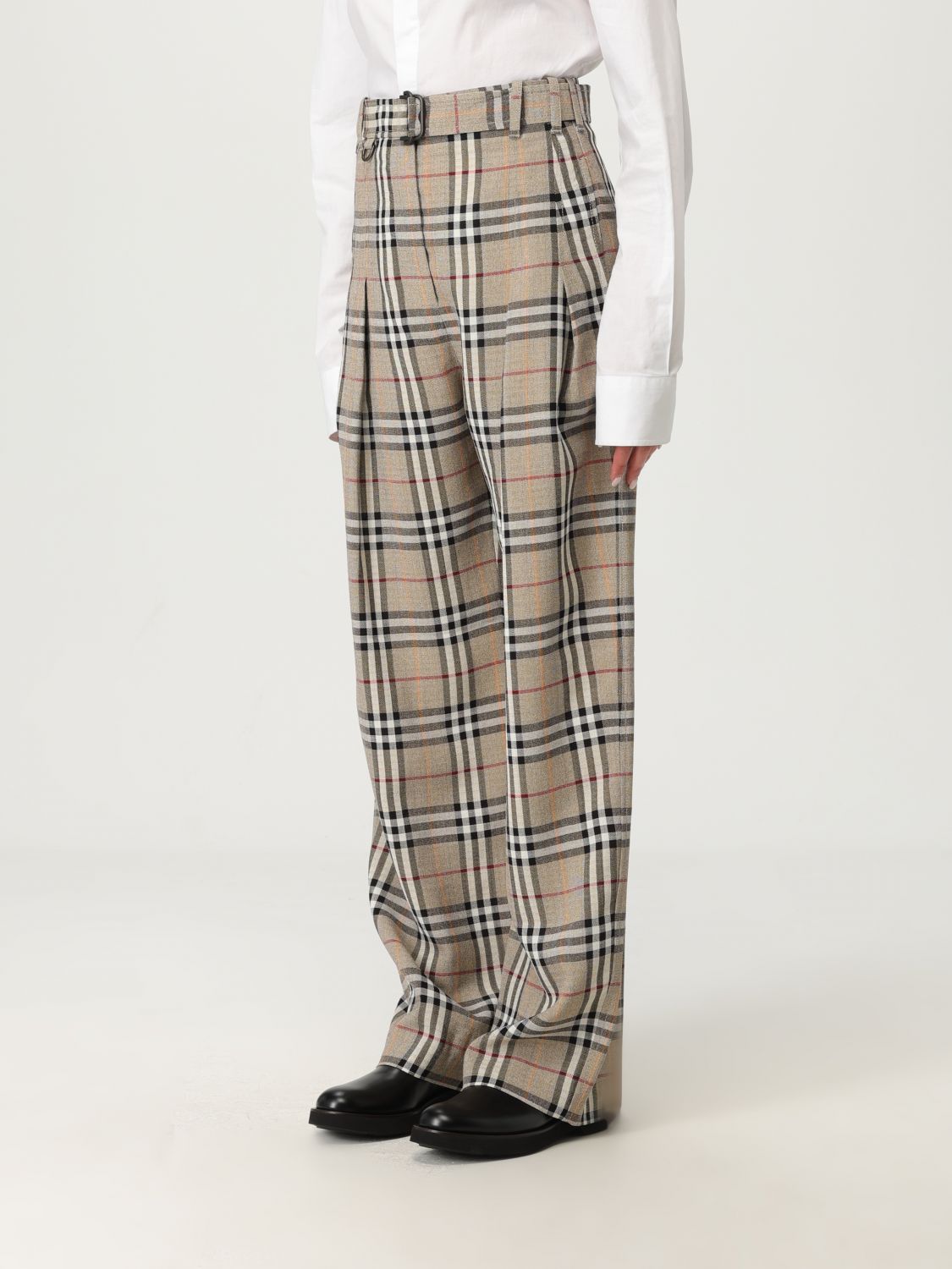 Checked belted trousers - Neutrals
