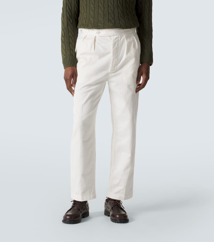 Cotton twill tapered pants