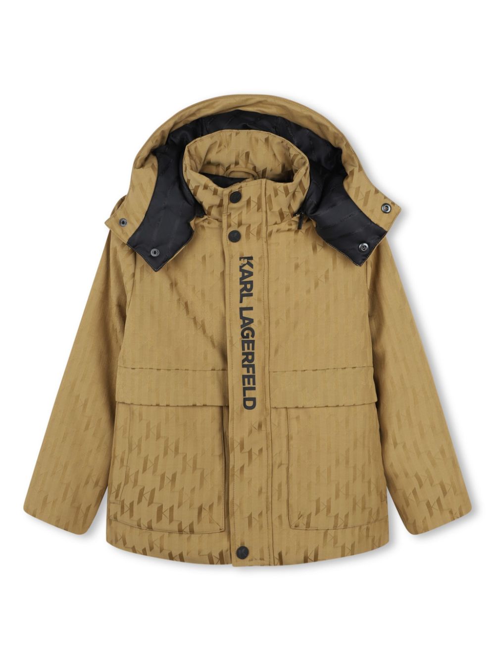 Monogram-pattern jacquard coat - Neutrals