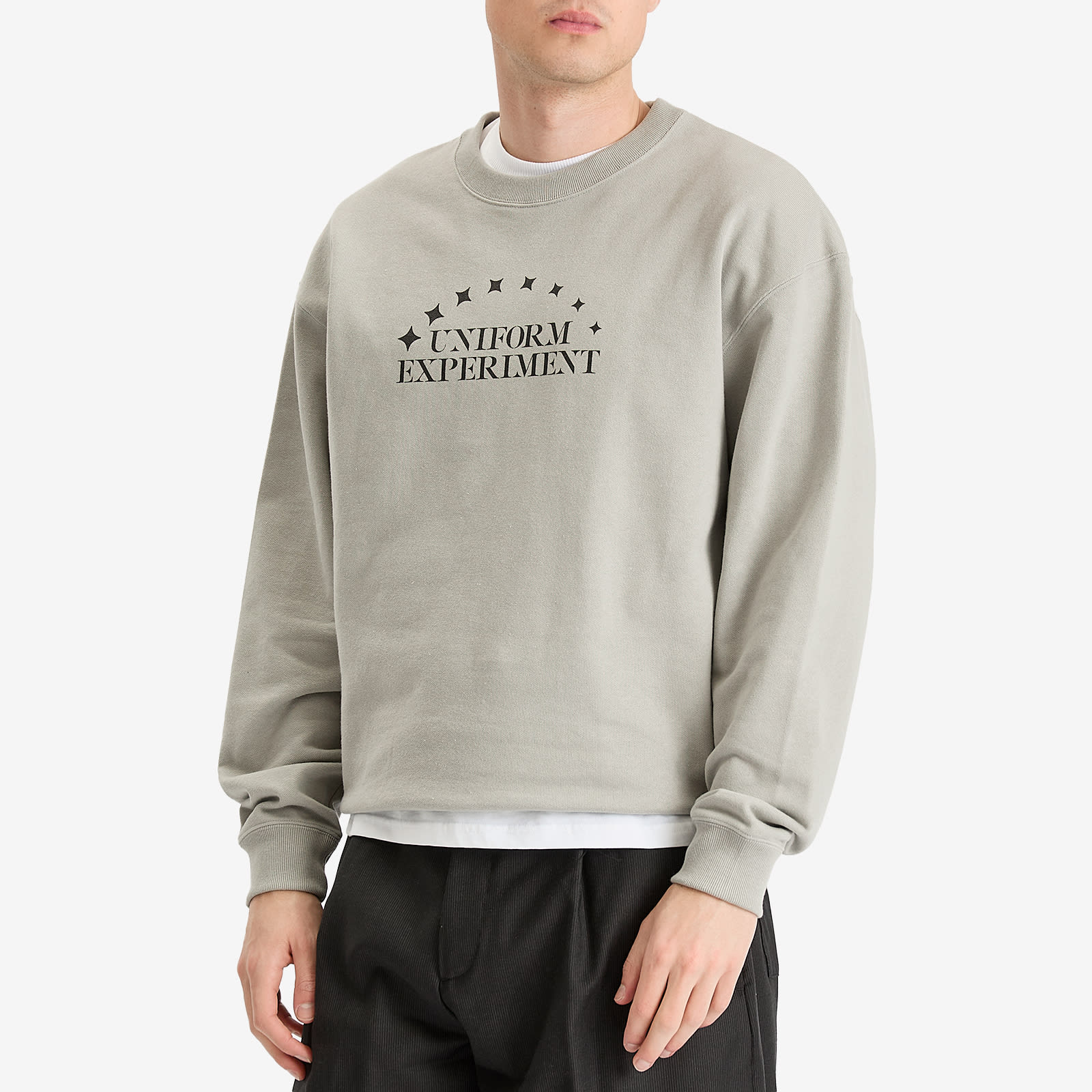 Uniform Experiment Men's Stencil Logo Sweatshirt in Light Gray