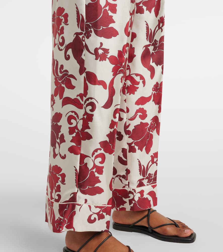 Leda printed silk wide-leg pants