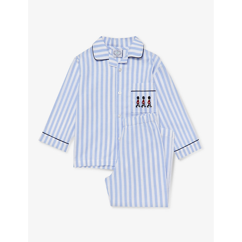 Boys Blue / White Stripe Kids Felix Striped Cotton Pyjamas 