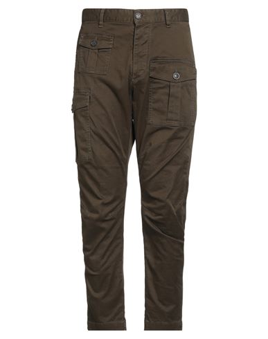 Man Pants Dark green Size 36 Cotton, Elastane