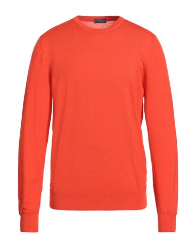 Man Sweater Orange Size 46 Super 140s Wool