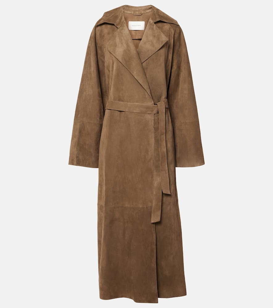 Suede wrap coat