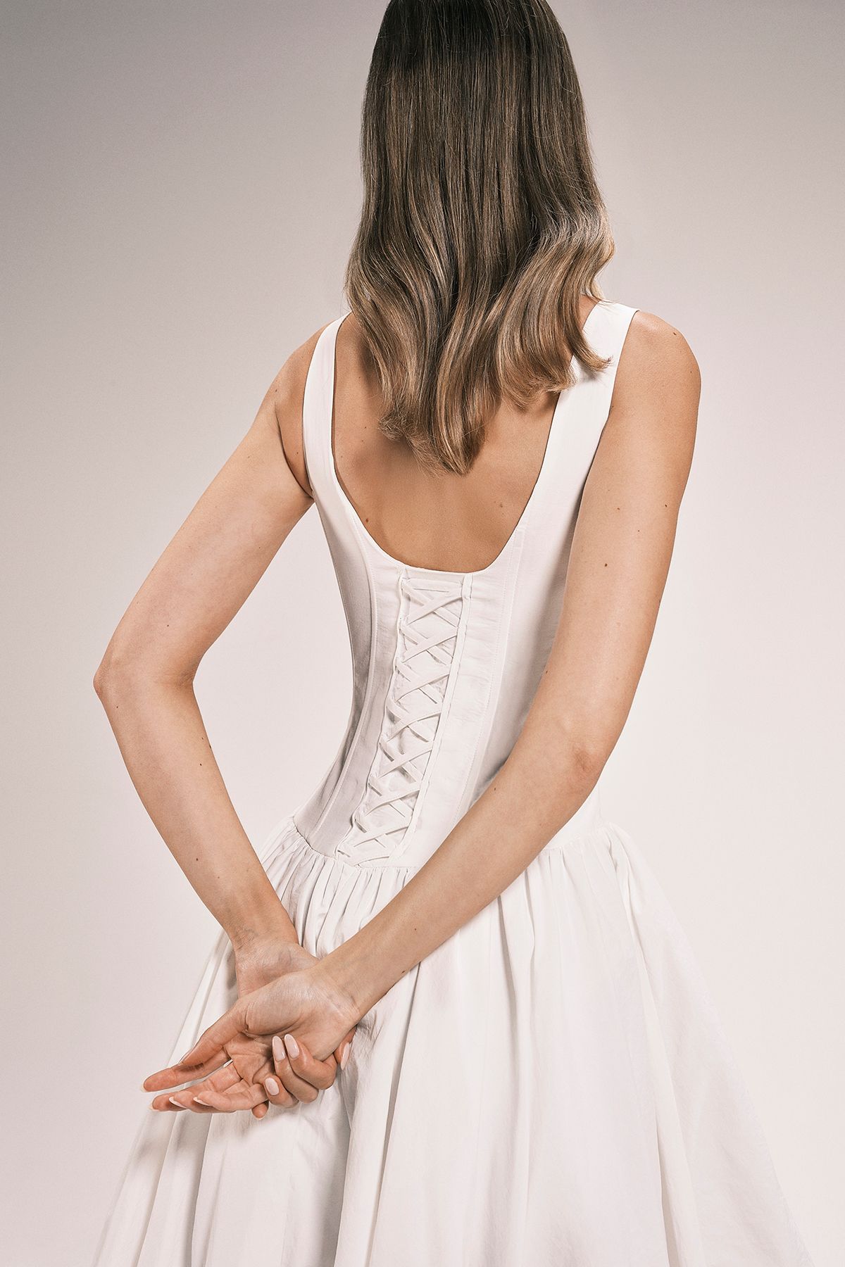 Karen Millen Womens Taffeta Bodice Puff Ball Woven Midi Dress - White Polyamide