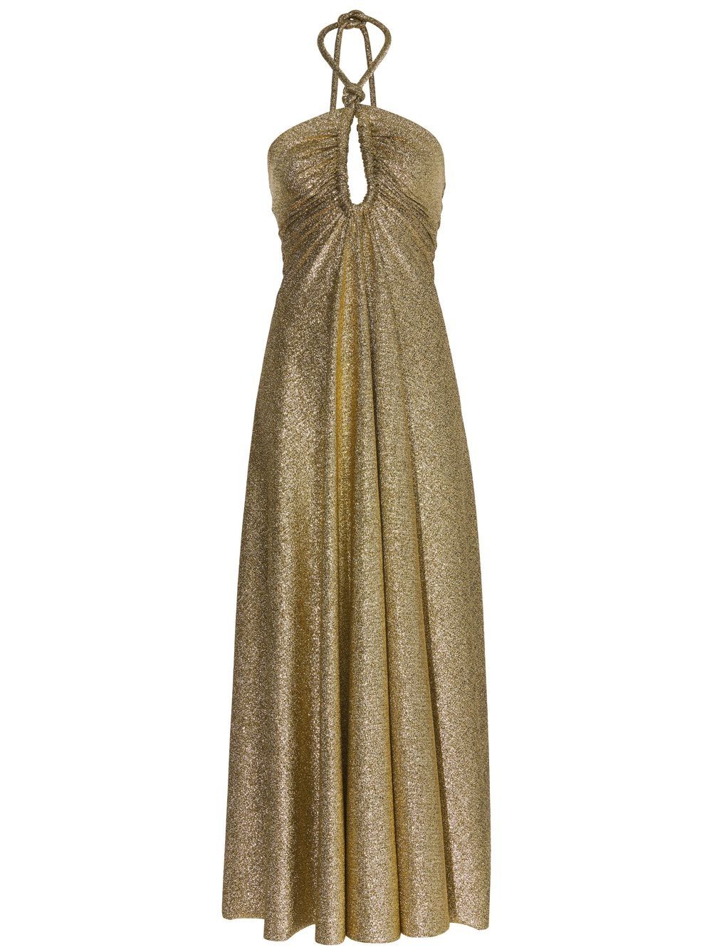 Metallic-effect jersey halterneck dress - Gold