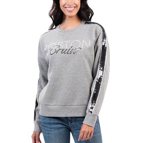 Women's Gray Boston Bruins Penalty Box Pullover Sweatshirt
