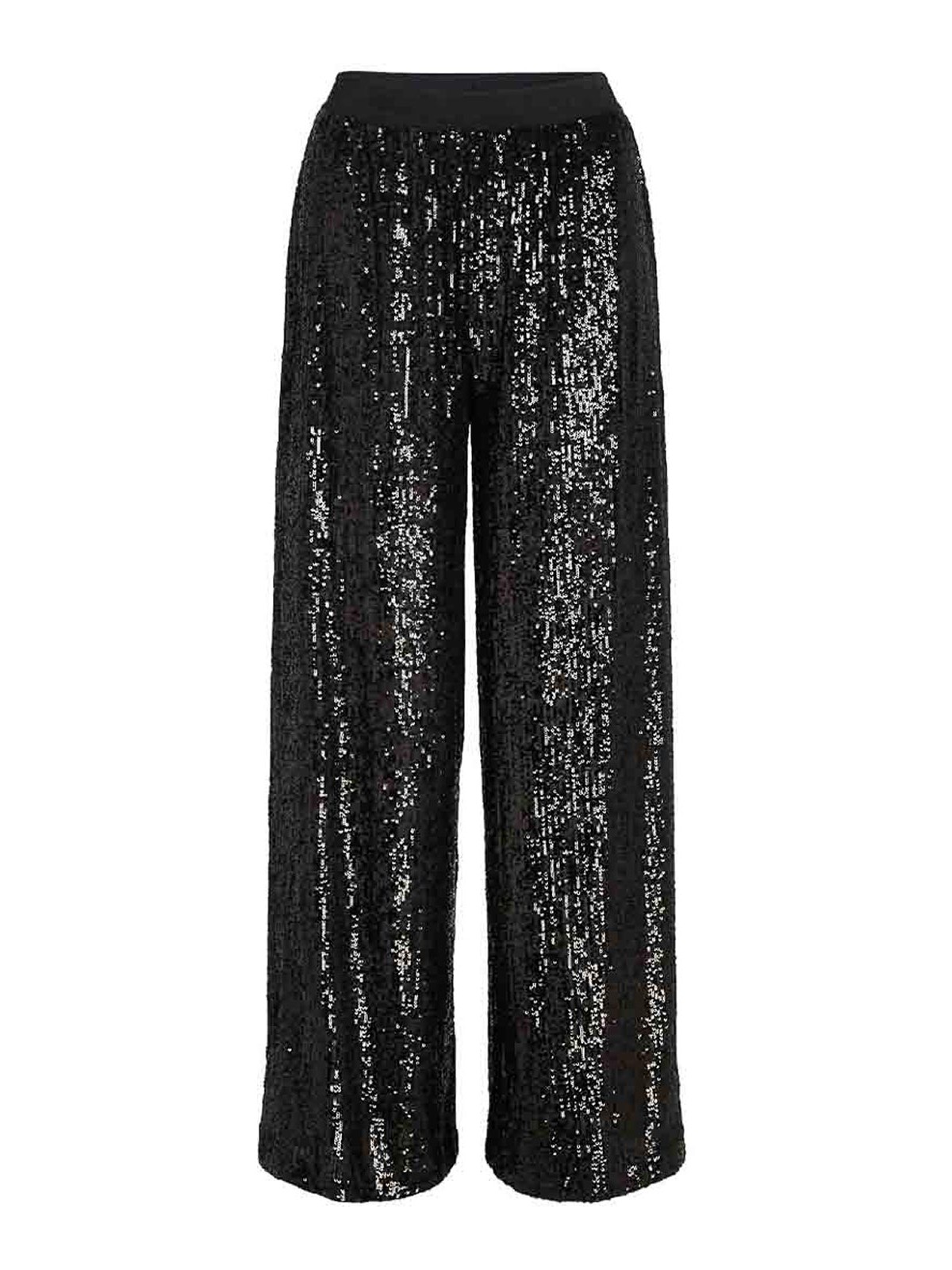 Sequin-embellished jersey trousers - Black