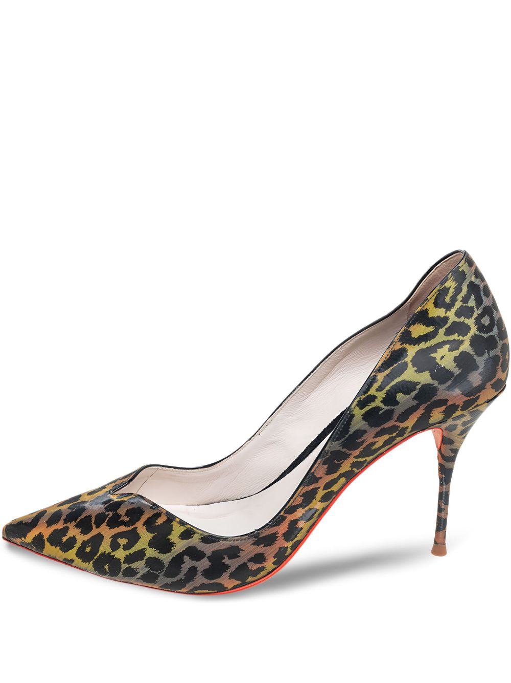 Pre-owned 95mm leopard-print pumps - Black