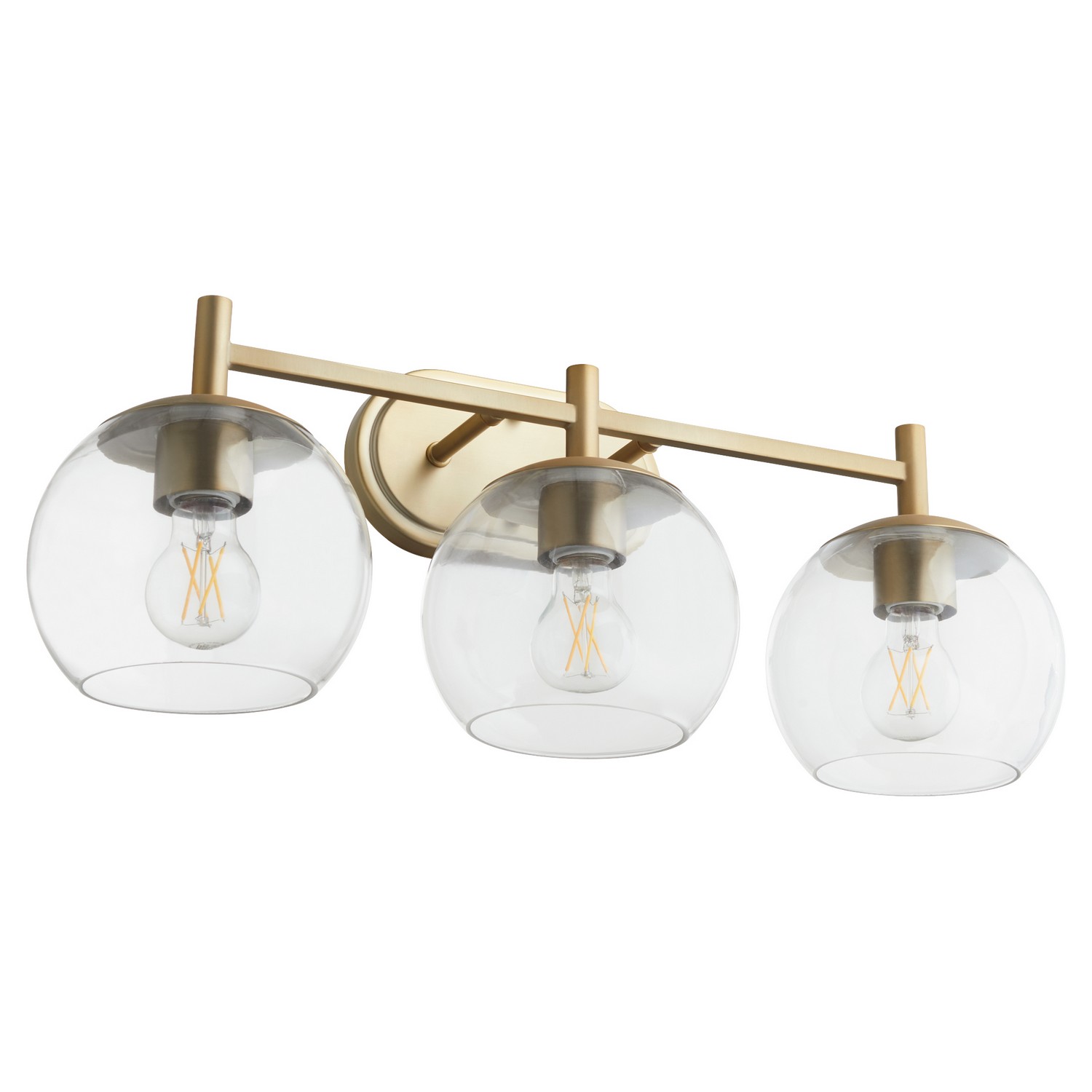 Aged Brass Three Light Vanity from the Lyon Collection