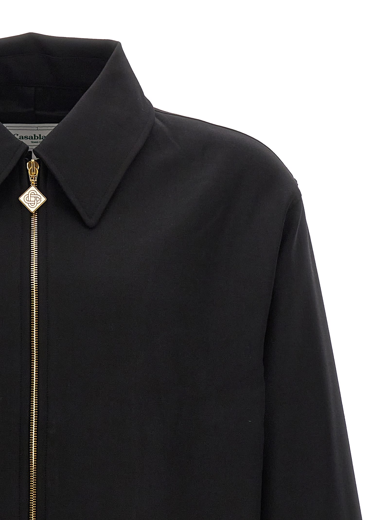 Logo-print zipped bomber jacket - Black