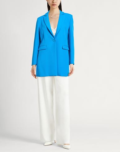 Woman Blazer Azure Size 6 Polyester, Elastane