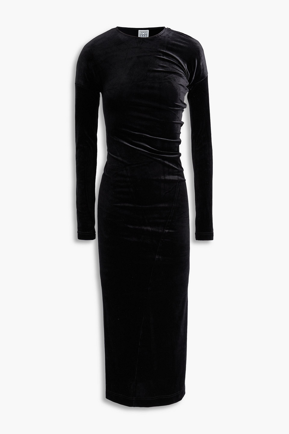 Velvet midi dress - Black - XXS