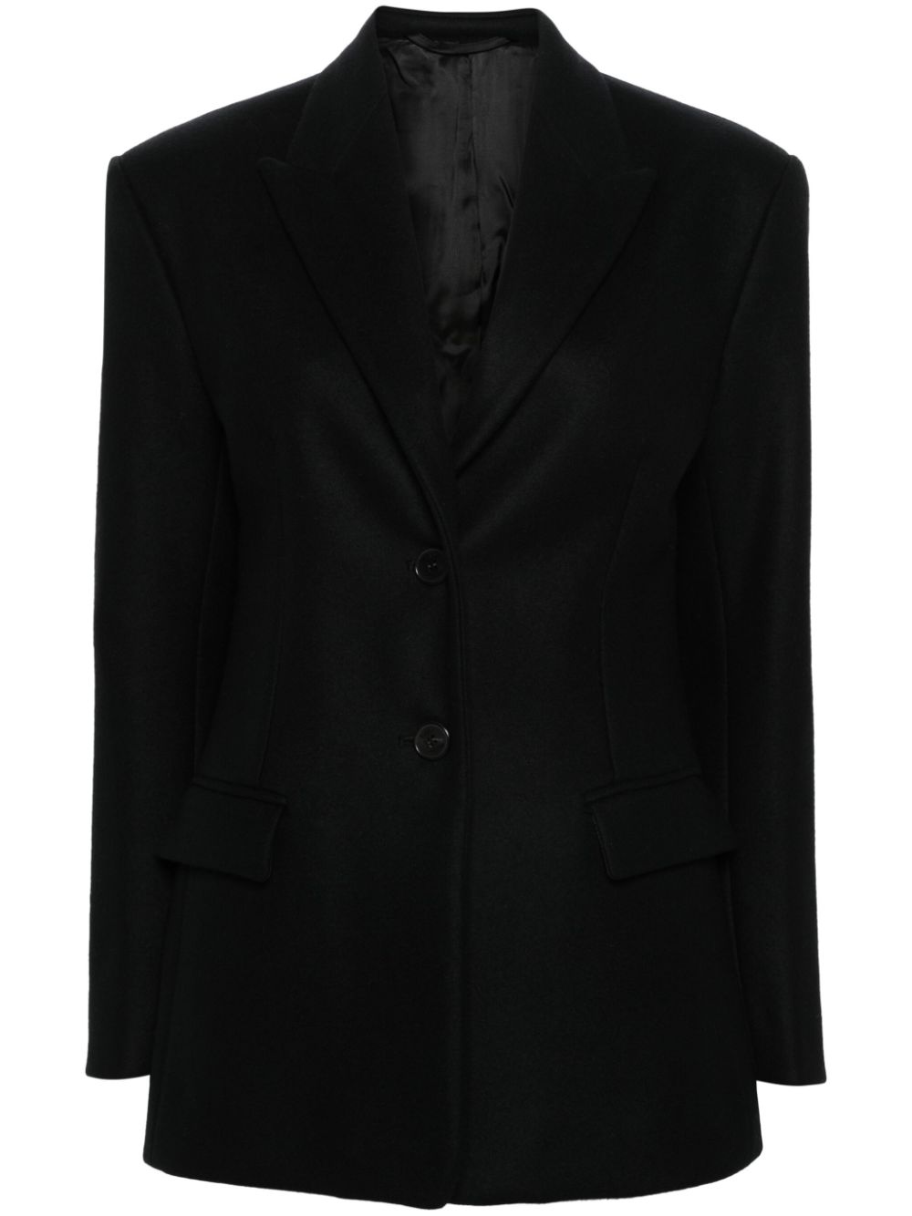 Single-breasted wool blazer - Black