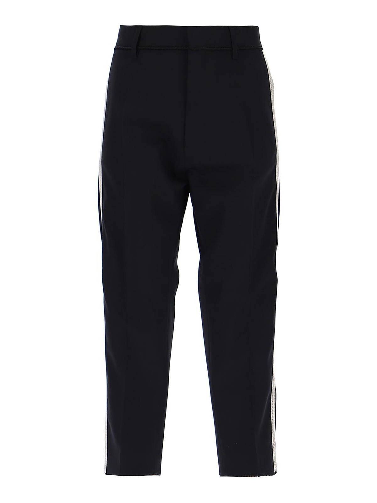 Cropped wool trousers with contrasting bands