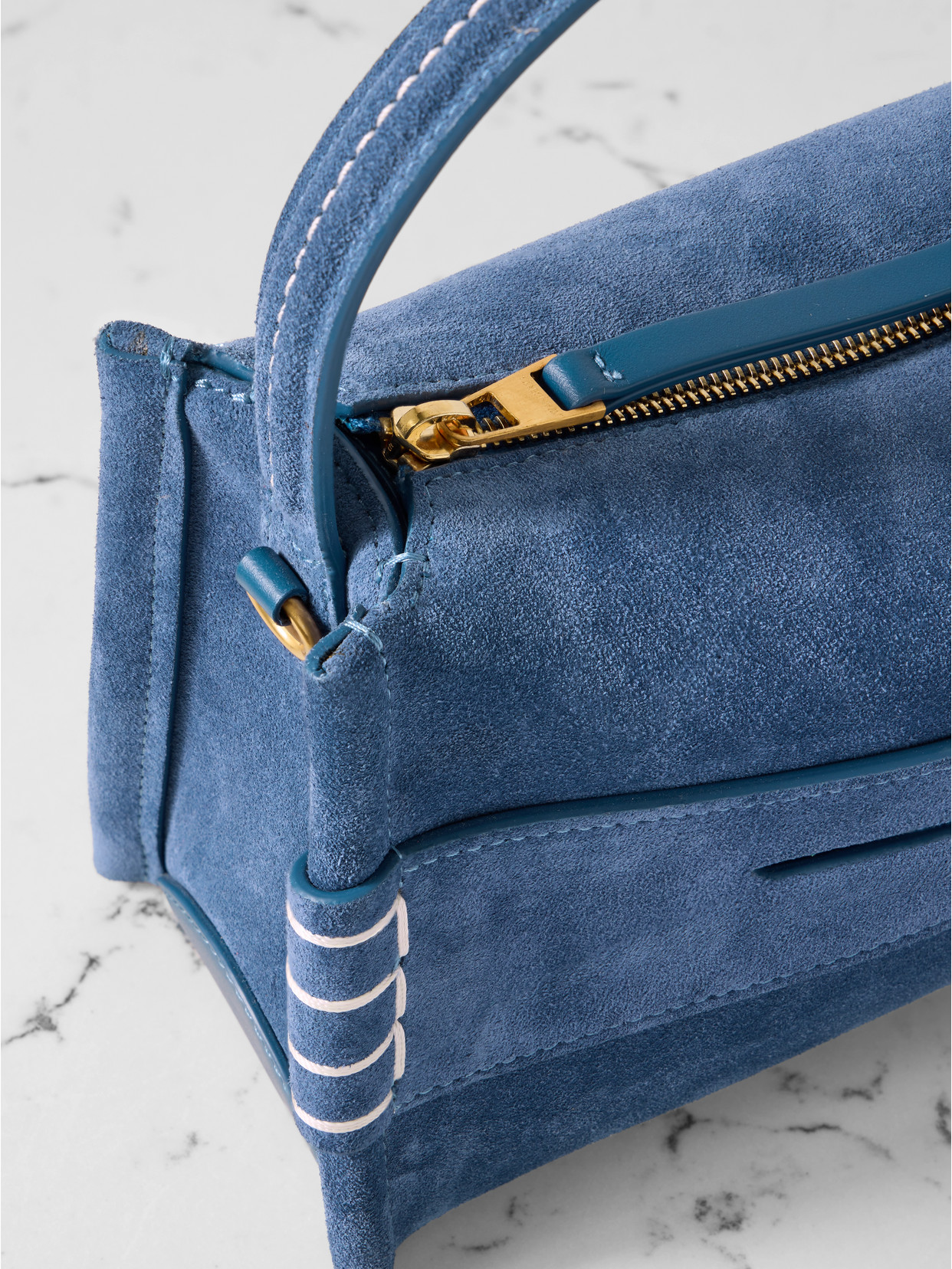 Loafer Small Suede Shoulder Bag - Blue