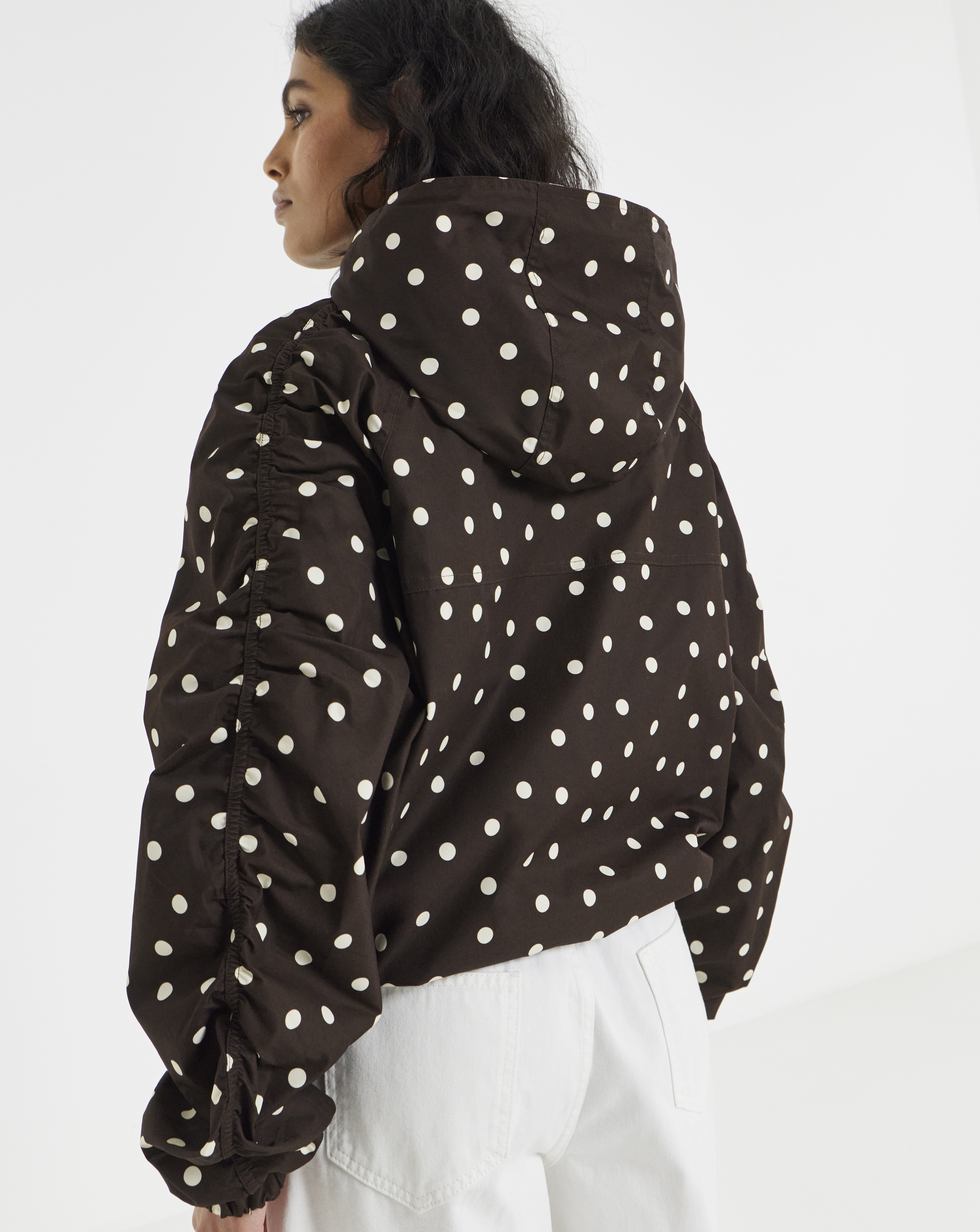 Chocolate Polka Dot Hooded Wind Breaker