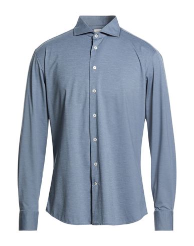 Man Shirt Slate blue Size 16 Polyester, Polyamide, Elastane