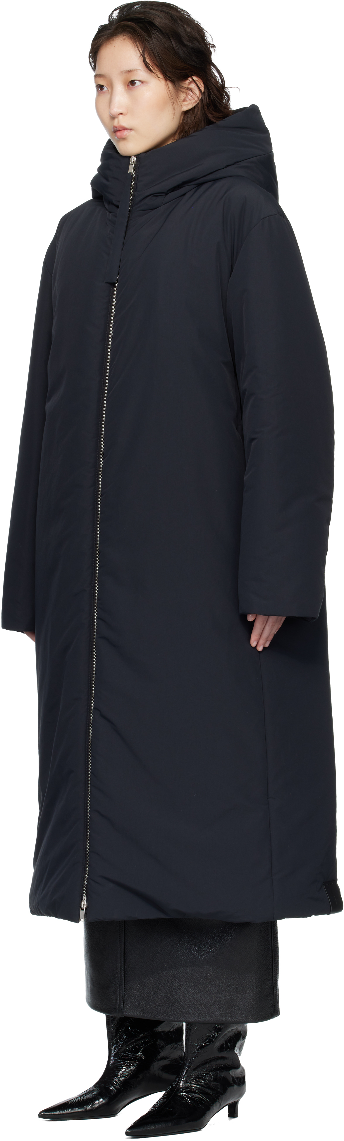 Black Relaxed Fit Long Down Coat