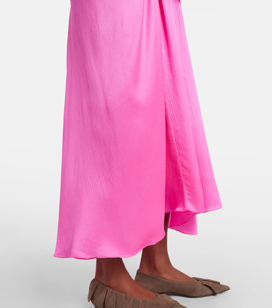 Gathered silk maxi dress