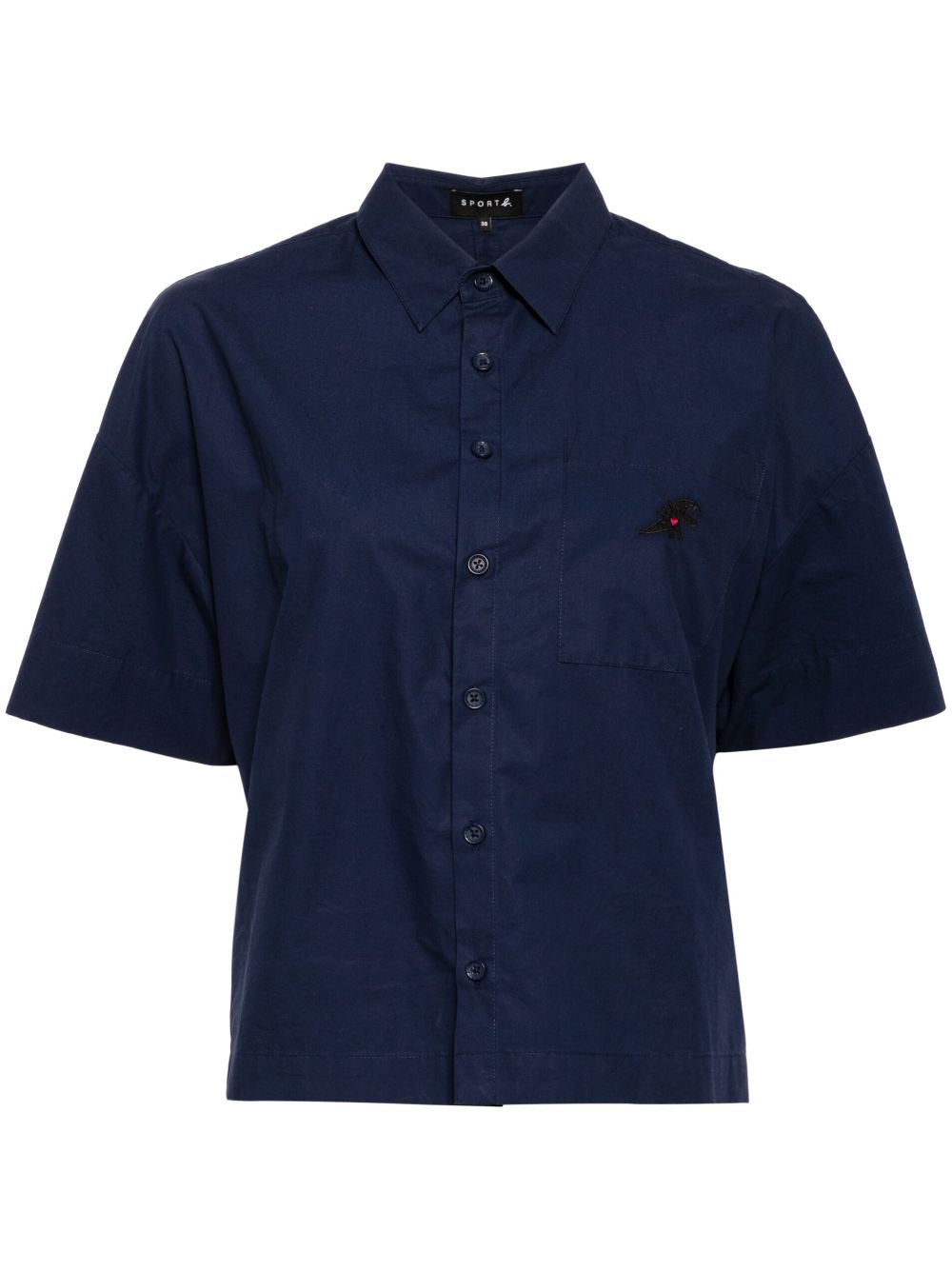 Dino-embroidered short-sleeved shirt - Blue