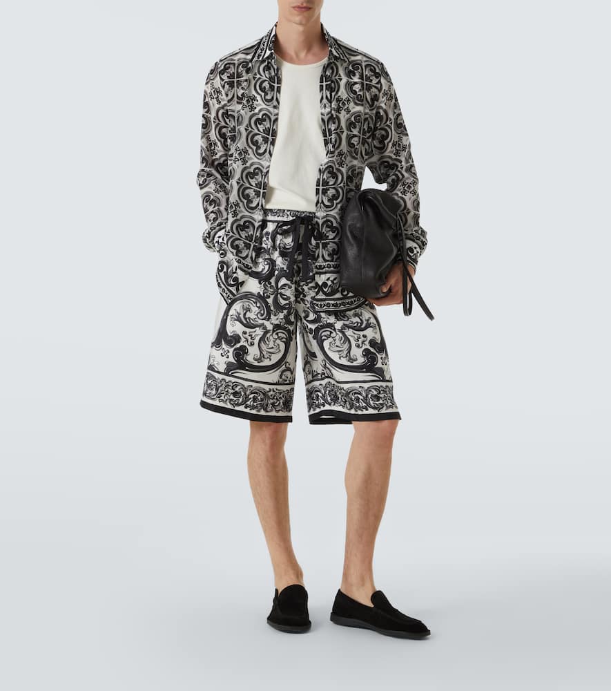 Majolica silk twill shorts